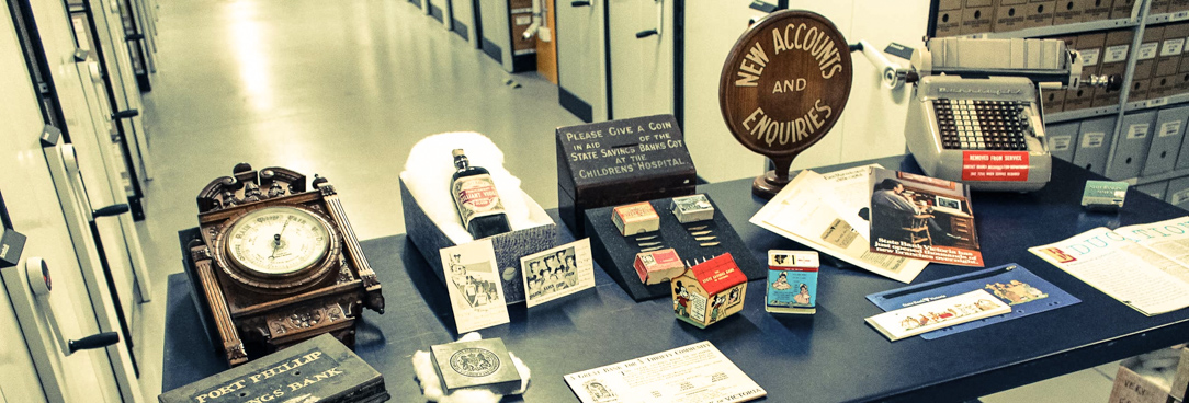 Some items from the PROV collection on display in the repository Items in the PROV repository